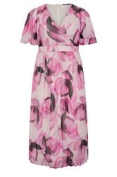 EVANS Plus Size Pink Petal Angel Sleeve Midi Dress | Evans 5