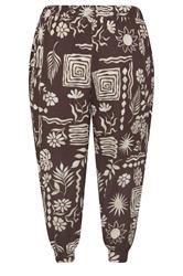 YOURS Plus Size Chocolate Brown Floral Cropped Harem Trousers | Yours Clothing 6