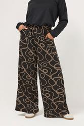 YOURS Plus Size Black Chain Print Wide Leg Trousers | Yours Clothing 3