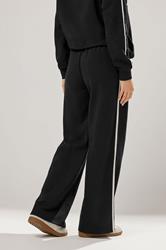 LTS Tall Black Pipe Detail Wide Leg Joggers | Long Tall Sally 4