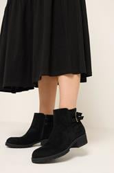 Black Double Buckle Chelsea Boots In Wide E Fit | Yours Clothing 1