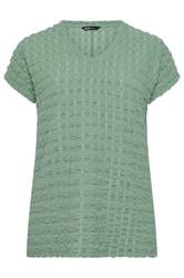 YOURS Curve Sage Green Bubble Textured T-Shirt