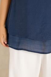 EVANS Plus Size Navy Blue Double Layer Vest Top | Evans 4