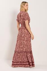 LTS Tall Women's Red & Pink Floral Textured Maxi Dress | Long Tall Sally 4