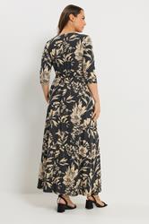 YOURS Plus Size Black Soft Touch Floral Wrap Dress | Yours Clothing 2
