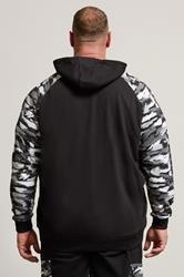 BadRhino Big & Tall Black Camo Print Zip Through Hoodie | BadRhino 2