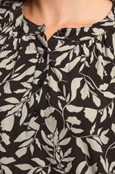 LTS Tall Black Abstract Leaf Placket Button Shirt | Long Tall Sally 4