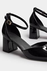 Black Patent Block Mary Jane Heels In Extra Wide EEE Fit | Yours Clothing 5