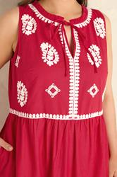 EVANS Plus Size Red Embellished Cotton Maxi Dress | Evans 4