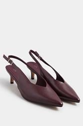 LTS Burgundy Red Pointed Slingback Kitten Heel | Long Tall Sally 3