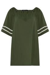 YOURS Curve Khaki Green Swing Blouse