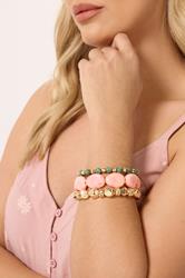 YOURSET 3 PACK Gold Tone Stretch Bead Bracelet Set | Yours Clothing 1
