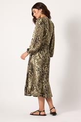 LTS Tall Beige Brown Snake Print Wrap Midi Dress | Long Tall Sally 3