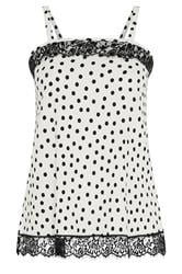 YOURS Curve White Polka Dot Vest Top