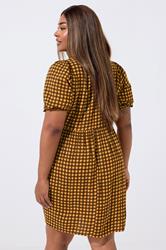 LIMITED COLLECTION Plus Size Brown Check Mini Dress | Yours Clothing 2
