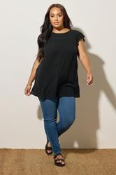 YOURS Plus Size Black Textured Embroidered Top | Yours Clothing 2