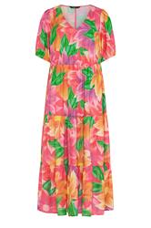YOURS Curve Pink Floral Puff Sleeve Tiered Maxi Dress | Yours Clothing 5