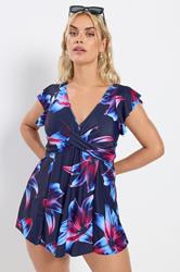 YOURS Plus Size Navy Blue Floral Print Swimdress | Yours Clothing 3