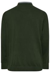 BadRhino Big & Tall Dark Green Cable Knit Mock Shirt Jumper | BadRhino 7