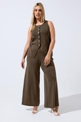 LIMITED COLLECTION Plus Size Chocolate Brown Knitted Trousers | Yours Clothing 3