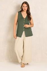 EVANS Plus Size Khaki Green Knitted Waistcoat | Evans 1