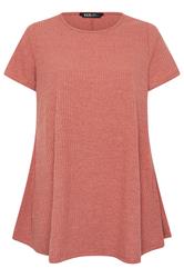YOURS Curve Orange Swing Ribbed Top