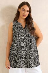 EVANS Plus Size Black Ikat Print Sleeveless Stretch Top | Evans 3