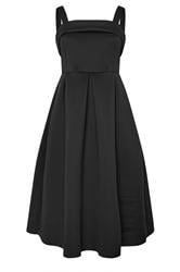 YOURS LONDON Curve Black Square Neck Midi Skater Dress