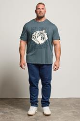 JACK & JONES Big & Tall Stormy Blue Cards Graphic T-Shirt | BadRhino 1