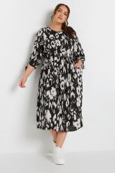 Yours Plus Size Black & White Leopard Print Midaxi Dress | Yours Clothing 3