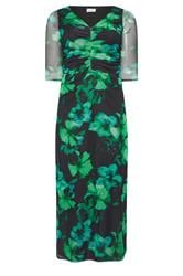 YOURS LONDON Curve Black & Green Abstract Mesh Maxi Dress