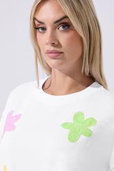 LIMITED COLLECTION Plus Size White Sequin Floral Boxy T-Shirt | Yours Clothing 4