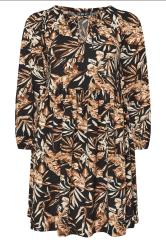 YOURS Plus Size Black Leaf Print Textured Dress | Yours Clothing 5