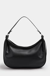 Black Faux Leather Slouched Studded Shoulder Bag | Yours Clothing 3