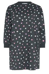 YOURS Plus Size Grey Heart Long Sleeve Nightdress | Yours Clothing 5