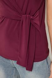LTS Tall Women's Wine Red Tie Detail Top | Long Tall Sally 4