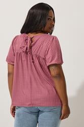 LIMITED COLLECTION Plus Size Red Gingham Tie Back Top | Yours Clothing 2