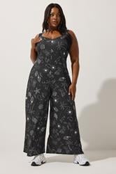 LIMITED COLLECTION Plus Size Black Summer Print Jumpsuit | Yours Clothing 1
