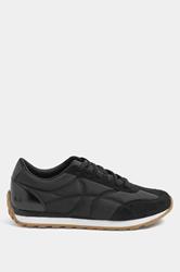 Black Quilted Trainers In Wide E Fit | Yours Clothing 2