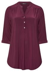 YOURS Curve Wine Red Half Placket Shirt