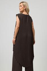 YOURS LONDON Plus Size Chocolate Brown Pleated Top | Yours Clothing 2