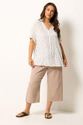 YOURS Plus Size Ivory White Ditsy Floral Dobby Blouse | Yours Clothing 1