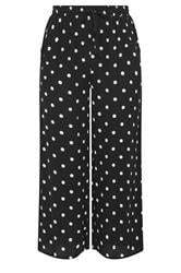 YOURS Curve Black Polka Dot Crinkle Beachwear Wide Leg Trousers