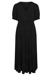 YOURS Curve Black Shirred Neck Maxi Dress