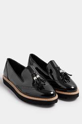 LTS Black Patent Tassel Slip-On Loafers In Standard Fit | Long Tall Sally 3