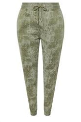 YOURS Plus Size Green Abstract Print Cuffed Joggers | Yours Clothing 5