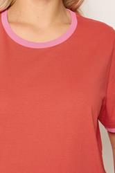 YOURS Plus Size Orange Contrast Trim T-Shirt | Yours Clothing 4