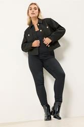 YOURS Plus Size Black Collared Boucle Jacket | Yours Clothing 1
