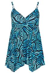 YOURS Floral Blue Pacific Abstract Hanky Hem Swim Dress | Yours Clothing 7