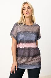 YOURS Plus Size Grey Animal Foil Stripe Top | Yours Clothing 3